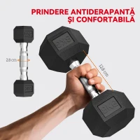 SPORTNOW Set Gantere Hexagonale cu Suport, 2 kg, 5 kg și 8 kg, Negru(m-5)