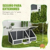 PawHut Casa para Tartarugas em Madeira sem Base com Tampas Articulada Porta Frontal com Pestilhas 120x55x50 cm Cinza Claro(m-4)