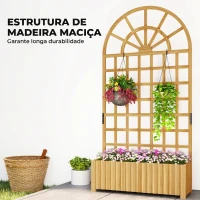 Outsunny Floreira com Treliça de Madeira para Plantas Trepadeiras com Orifícios de Drenagem Floreira Elevada para Jardim 90x30x180 cm Madeira(m-7)