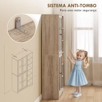 HOMCOM Armário de Cozinha Móvel Auxiliar de Cozinha com Prateleiras Abertas e 4 Portas de Vidro 90x35x172 cm Cinza Claro(m-8)