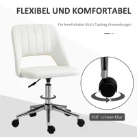 Vinsetto Höhenverstellbarer Schreibtischstuhl mit Rollen, 360° drehbar, Jakobsmuschel-Form, Schaumstoff, 49 x 60 x 79-91 cm, Cremeweiß(m-6)