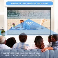 HOMCOM Ecran de Proiecție Motorizat 120" 16:9 cu Telecomandă, Montare pe Perete și Tavan, Alb(m-5)