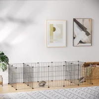 PawHut Enclos parc modulable pour petits animaux lapins rongeurs chiots 18 panneaux en fil d'acier 2 portes 175 x 70 x 45 noir(m-10)