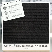 HOMCOM Coș pentru rufe de 88L portabil și pliabil cu mânere din bumbac natural, Ø56x35.5 cm, negru(m-4)
