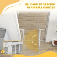 PawHut Barieră Reglabilă pentru Câini, 76-104 cm, Înălțime de Siguranță 77 cm cu 2 Extensii, Alb(m-8)