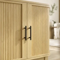 HOMCOM 80cm Sideboard Buffet Cabinet, Storage Cabinet with 2 Curved Doors, Adjustable Shelf and Legs for Dining Room, Oak(m-10)
