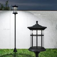 Outsunny 2 Candeeiros Solares de Exterior com Painel Solar Acendimento Automático Impermeável IP44  23,5x23,2x184 cm Preto(m-3)