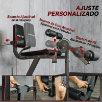 SPORTNOW Máquina de Extensão e Flexão de Pernas Ajustável com Carga de Discos para Treino de Glúteos e Coxas em Ginásio(m-6)