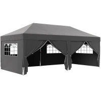 Outsunny Pavillon ca. 6x3m Stabil Winterfest Pop-up Faltpavillon mit Fenster Reißverschlusstür Seitenteilen UV Schutz(m-1)