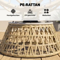 Outsunny Bistro-Set Balkon-Set Terrassenset, wetterbeständig, abnehmbare Polster, 85 cm x 70 cm x 82 cm, Natur +Hellbraun(m-7)