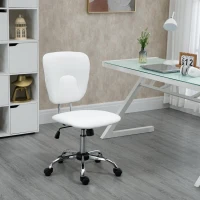 Vinsetto Cadeira de Escritório Giratória de Couro PU com Altura Ajustável e Função Basculante 50x54x87,5-96,5 cm Branco(m-10)