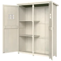 Outsunny Gartenschrank Holz Geräteschuppen Gerätehaus Geräteschrank Pultdach Garten Grau 127,5x50x164cm(m-10)