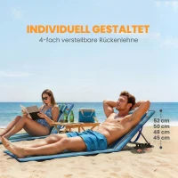 Outsunny 2er Set Strandmatte mit Verstellbarer Rückenlehne klappbar leicht Strandliege mit Kopfkissen Aufbewahrungstasche(m-4)