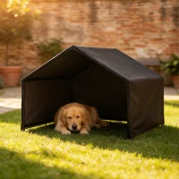 PawHut Cușcă pentru Câini de Exterior din Material Oxford, pentru Câini de Talie Mică, Medie și Mare, Negru(m-2)