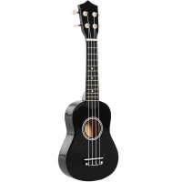 HOMCOM Ukulele per Principianti da 21 Pollici in Legno con Corde in Nylon, Plettro e Corda di Ricambio, Nero(m-1)