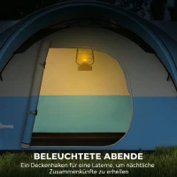 Outsunny Campingzelt für 5-6 Pers., Familienzelt, wasserdicht, mit Vorzelt, 550L x 300B x 198Hcm, Blau(m-7)