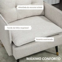 HOMCOM Poltrona Sala de Estar Poltrona Relax com Apoio para os Braços Assento Acolchoado e Pés de Aço 76x68x80 cm Creme(m-5)