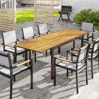 Outsunny Mesa de Comedor Exterior Extensible de 160-240 cm para 6-8 Personas Mesa de Jardín Rectangular para Terraza Marrón(m-10)