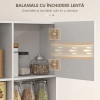 HOMCOM Dulap de Bucătărie din Lemn cu Sertar, 4 Dulapuri și 3 Rafturi Deschise, 80x35x180 cm, Alb(m-6)