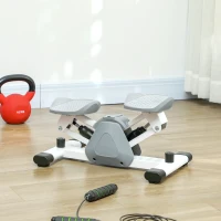 SPORTNOW Mini-Stepper, Step-Maschine für Workouts und Fitness-Übungen, mit LCD-Monitor und rutschfesten Pedalen, Grau(m-10)
