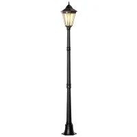 Outsunny Lampă Solară de Grădină cu Lumină LED și Senzor de Mișcare, Aluminiu și Sticlă, 22x22x196 cm, Negru(m-12)