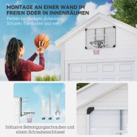 SPORTNOW Basketballkorb, bruchsichere Rückwand, Indoor & Outdoor, Stahlrahmen, Schwarz(m-4)