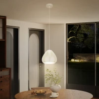 HOMCOM Candeeiro Suspensoo Moderno Candeeiro de Teto com Ecrã de Impressão 3D Iluminação para Sala de Jantar Ø20,5x17,5 cm Branco(m-10)