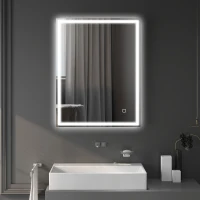 HOMCOM Badspiegel mit Beleuchtung 90x70 cm LED Spiegel Wandspiegel mit Memory-Funktion 3 Lichtfarben Silber(m-10)