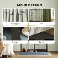 PawHut 2-in-1-Zwerghamsterkäfig, Kleintierkäfig, Stoffboden, Sitzstangen, Rampe, Schwarz(m-7)