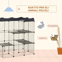 PawHut Recinto per Animali Domestici Modulabile e Multilivello con Rampa e 2 Porte in Acciaio e PP, 105x70x116 cm, Nero(m-7)