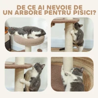 PawHut Arbore cu Zgârieturi pe 3 Nivele cu Loc de Odihnă Superior și Minge Jucărie, 48x40x88 cm, Alb și Maro(m-6)