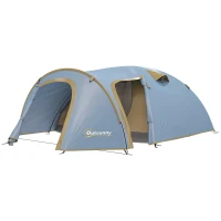 Outsunny Campingzelt für 4 Personen, wasserdicht Tunnelzelt mit 2 Türen Haken Packtasche 3,45 x 2,4 x 1,3 m Hellblau(m-1)