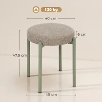 HOMCOM Set de 4 taburete empilabile rotunde cu șezut căptușit, fără spătar, economisitor de spațiu, 45 x 45 x 47,5 cm, Maro deschis(m-3)