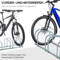 HOMCOM Fahrradständer Radständer Mehrfachständer Aufstellständer Fahrrad Ständer wetterfest langlebig Boden- und Wandmontage Stahl bis 6 Fahrräder Silber 179 x 33 x 27 cm(m-6)
