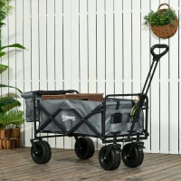 Outsunny Bollerwagen mit Kühltasche, klappbar, Stahlrahmen, bis 100 kg, 113x57x77-100 cm, Dunkelgrau(m-10)