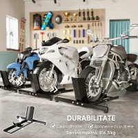 HOMCOM Suport Blocare Roată pentru Motocicletă, Suport Reglabil pe 14 Niveluri pentru Roți Ø34-84 cm, Negru(m-5)