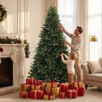HOMCOM Artificial Christmas Tree, Hinged Xmas Tree with 3834 PE & PVC Branch Tips, 7ft, Green(m-9)