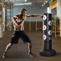 HOMCOM Freistehender Standboxsack mit Ständer und Kunststoff-Pad, 176 cm, Geeignet für Profis und Anfänger, Schwarz(m-10)