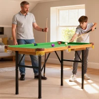 SPORTNOW Klappbarer Billardtisch, Mini-Billiard-Tisch, 2 Queues, 16 Kugeln, Dreieck, Bürste, Grün(m-10)