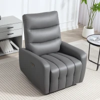 HOMCOM Relaxsessel, Polstersessel mit Liegefunktion, Fernbedienung, USB-Anschluss, Grau(m-10)
