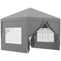 Outsunny Foișor de Exterior 3x3 m Pliabil cu 4 Panouri Laterale, din Oțel și Material Oxford, Gri Deschis(m-1)