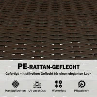 Outsunny Rattan Bistroset 3 teiliges FSC Gartenmöbel-Set mit 2 Sessel, 2-Ebene Holz-Tisch, dicke waschbare Kissen(m-5)
