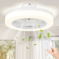 HOMCOM Deckenventilator mit LED-Lampe, 6 Geschwindigkeiten, Fernbedienung, Weiß(m-2)