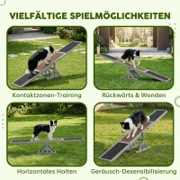 PawHut Hundewippe Aqulity-Wippe Hundesportwippe, 180 x 30 x 30 cm, Grau + Braun(m-6)