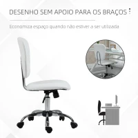 Vinsetto Cadeira de Escritório Giratória de Couro PU com Altura Ajustável e Função Basculante 50x54x87,5-96,5 cm Branco(m-6)
