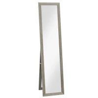 HOMCOM Espelho de Pé 37x155 cm Espelho de Corpo Inteiro Espelho de Parede Retangular com Estrutura de Madeira Cinza(m-11)