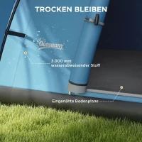 Outsunny Campingzelt für 5-6 Pers., Familienzelt, wasserdicht, mit Vorzelt, 550L x 300B x 198Hcm, Blau(m-5)