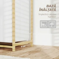 HOMCOM Coș pentru rufe cu 2 saci detașabili, mânere și raft din bambus, 70x36x70 cm, alb(m-7)