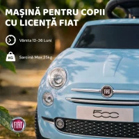 AIYAPLAY Mașinuță de Împins pentru Copii cu Licență Fiat, Muzică, Claxon, Anti-Răsturnare și PP, Albastru(m-4)