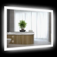 kleankin Oglindă de baie cu lumini LED reglabilă, control tactil și funcție anti-aburire, 70x50 cm(m-12)